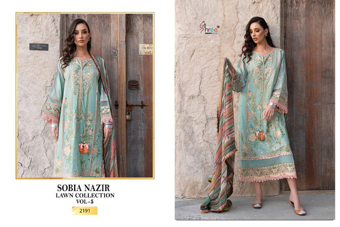 Shree Sobia Nazir Lawn 5 Festive Wear Cotton Pakistani Salwar Kameez Collection 